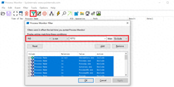 Windows使用进程监视器查看进程读写的文件名