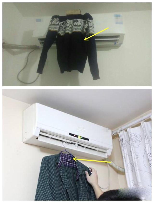 日本家庭阳台空着不用，空调左右1㎡装支架，开制冷模式晾干衣服