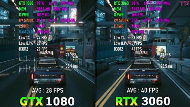 GTX 1080真是一代神奇的GPU，GTX 1080与RTX 3060游戏对比