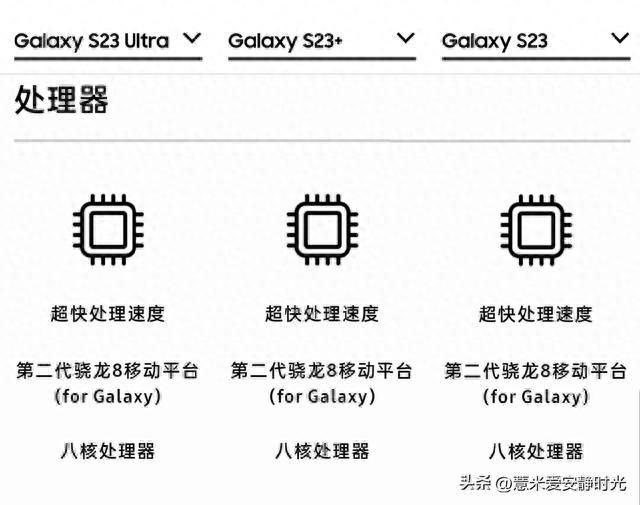三星家族三星Galaxy S23系列旗舰机，三款机型对比