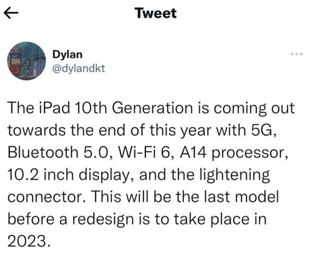 苹果iPad 10配置曝光 10.2英寸屏幕＋A14处理器